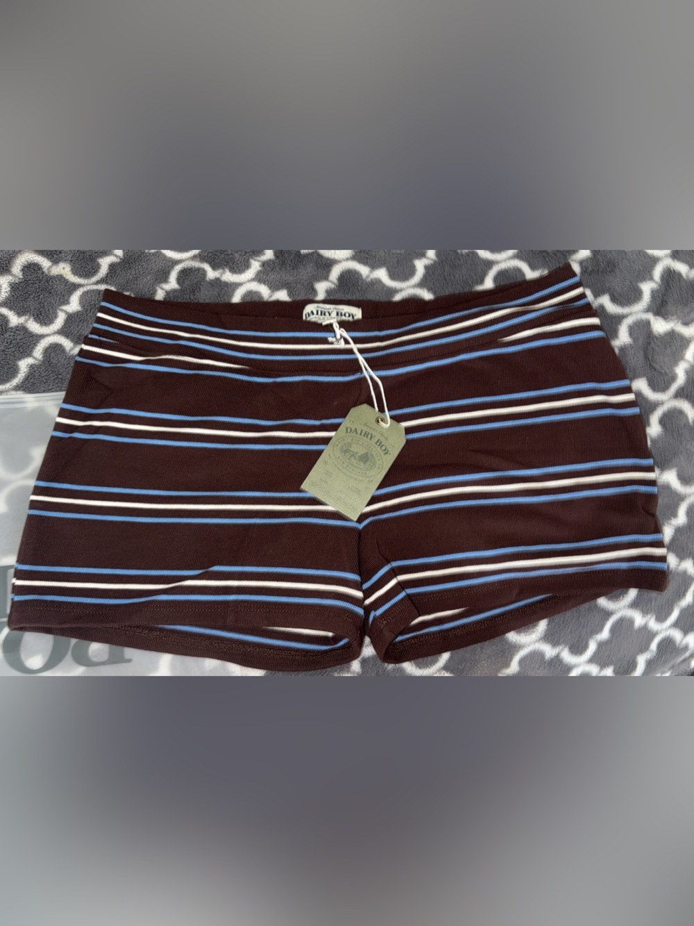 Dairy Boy Brown Striped sweater shorts